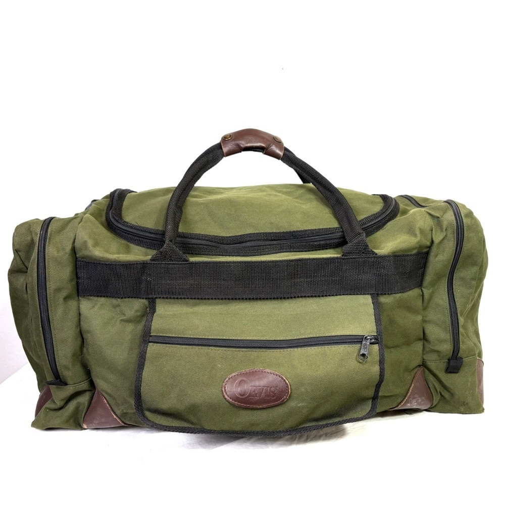 ORVIS Large Canvas Leather Duffel Duffle Bag *flaw*